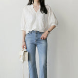 Camasa Nineta cu aplicatii florale brodate