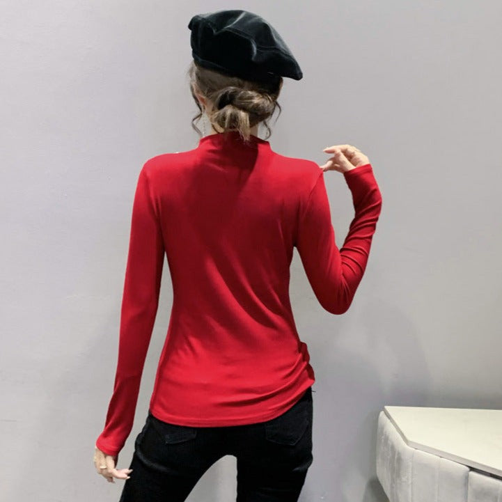 Bluza Aldona rosie cu funda supradimensionata