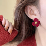 Cercei cu floare colorata, ace de argint 925