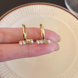 Cercei mici rotunzi cu perle si cristal, ace de argint 925