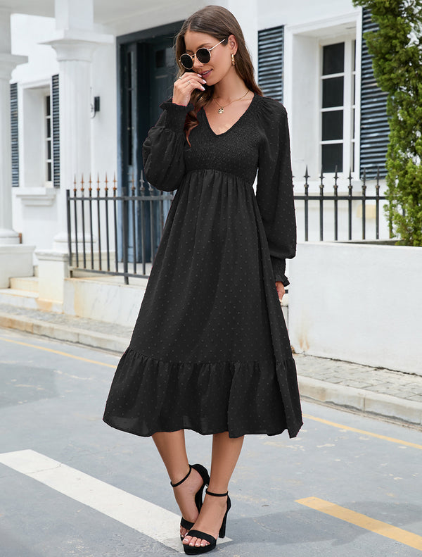 Rochie Asenefa negra cu decolteu in V