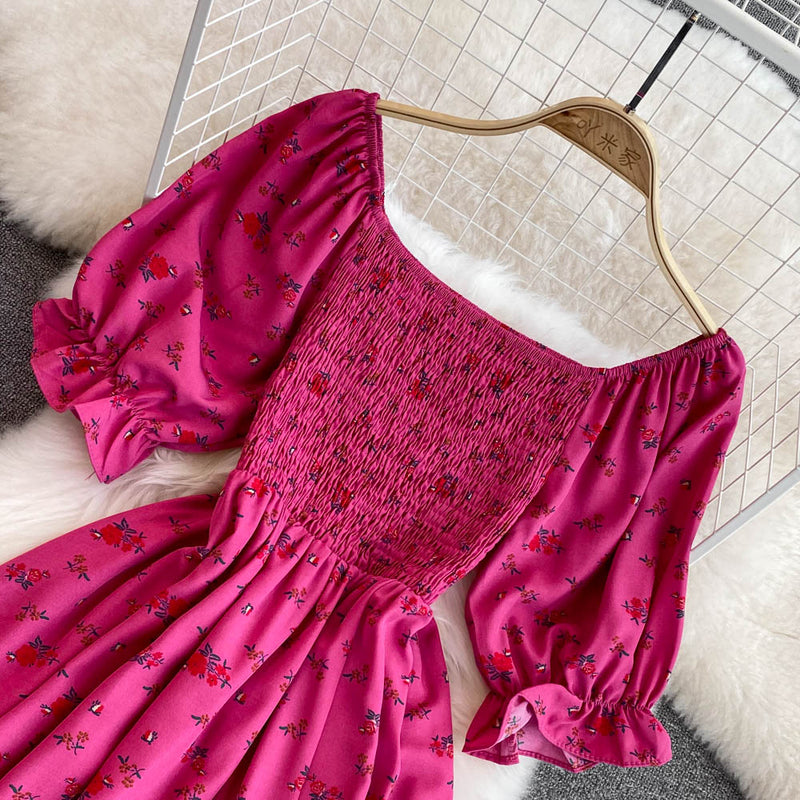 Rochie Onda roz fucsia cu imprimeu floral