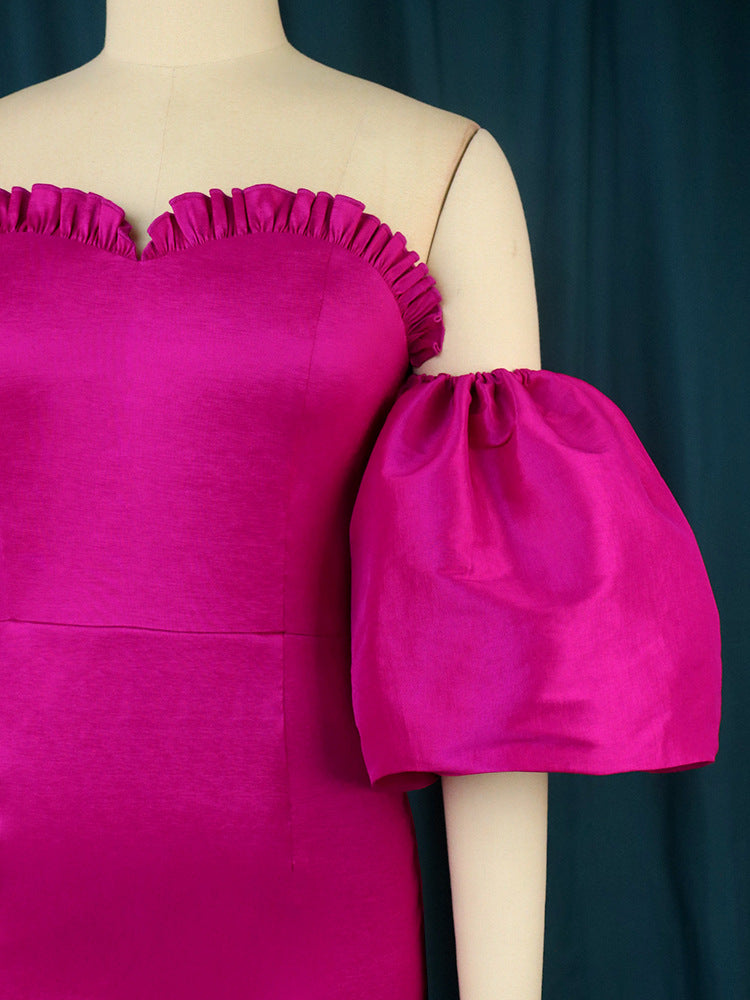 Rochie Tally cu maneci bufante cazute