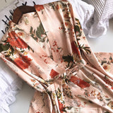 Set Ilma roz din tesatura satinata cu imprimeu floral- 3 piese