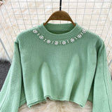 Set Redonita verde din tricot fin -  compus din rochie si pulover