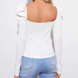 Bluza Felisa alba din material reiat