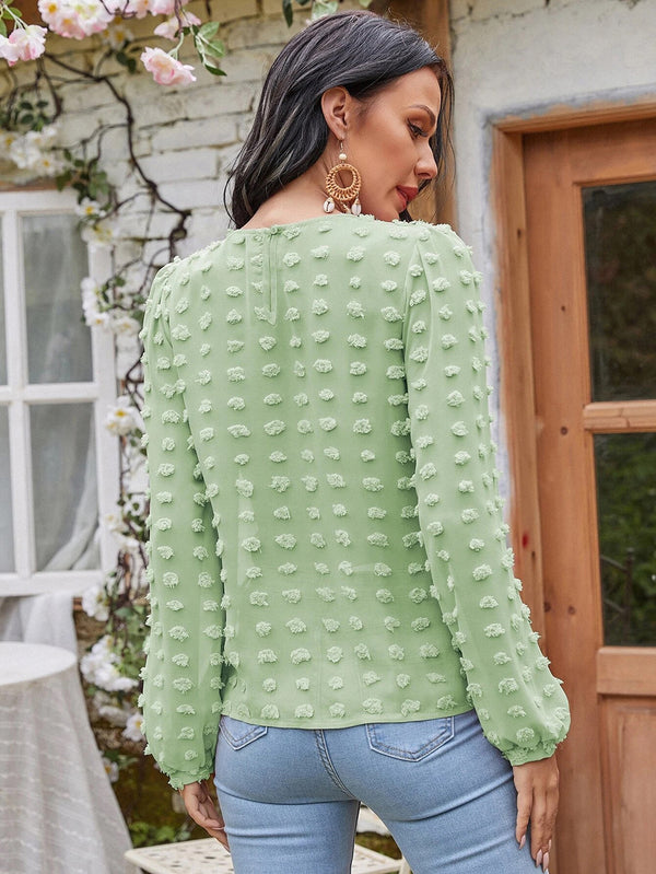 Bluza Casiela verde cu broderie