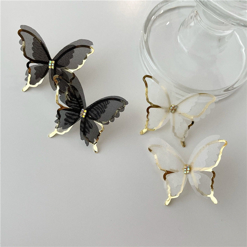 Cercei tip fluture din tulle, ace de argint 925