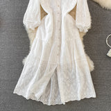 Rochie Malinda alba din dantela brodata