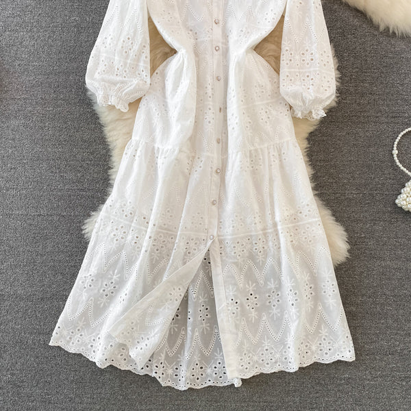 Rochie Malinda alba din dantela brodata