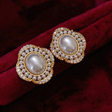 Cercei  ovali eleganti cu perla si pietre  cu ace de argint  S925