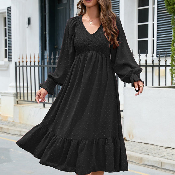 Rochie Asenefa negra cu decolteu in V