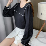 Bluza Della neagra din sifon cu maneci lungi