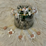 Set accesorii de par bentita si 5 agrafe cu flori si perle