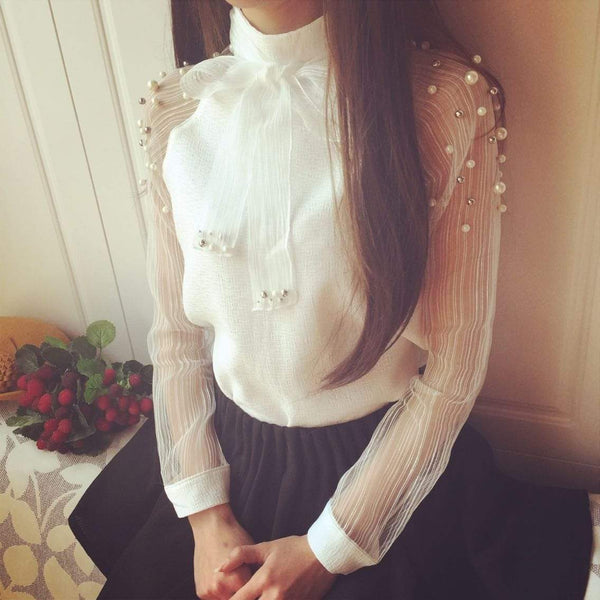 Bluza Mella cu maneci accesorizate cu perle