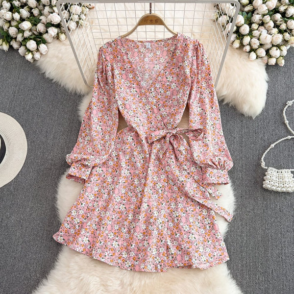 Rochie Analise cu cordon in talie si imprimeu floral