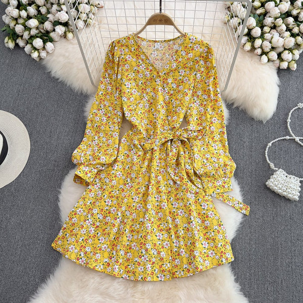 Rochie Analise cu cordon in talie si imprimeu floral