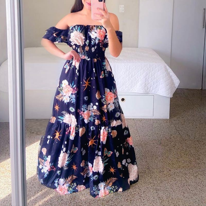 Rochie Misel cu imprimeu floral si elastic in talie