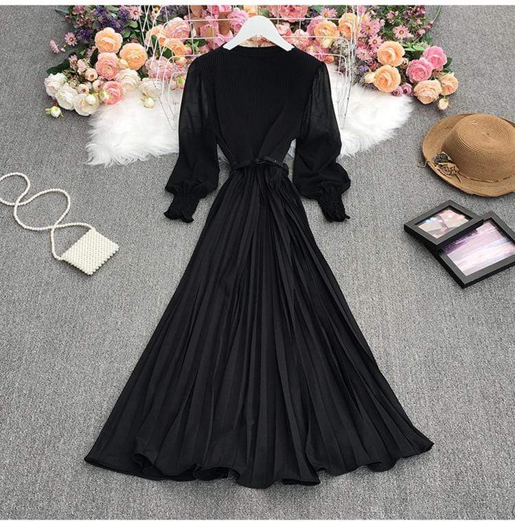 Rochie Orsa neagra- cu pliuri - curea inclusa