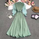 Rochie Orsa verde - cu pliuri  - curea inclusa