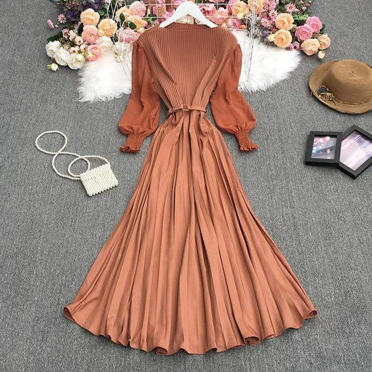 Rochie Orsa caramizie - cu pliuri - curea inclusa