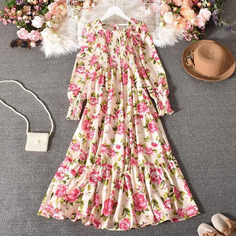 Rochie Serafima alba cu imprimeu floral