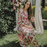 Rochie Serafima alba cu imprimeu floral