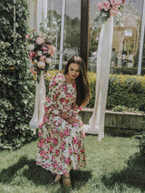 Rochie Serafima alba cu imprimeu floral